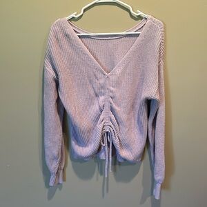 purple hollister cropped off the shoulder sweater